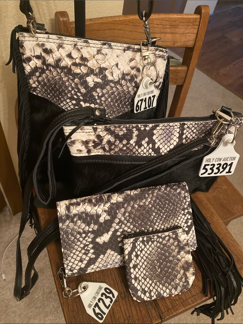 Holy Cow Couture Hair on Hide/Embossed Snake Bundle NWOT